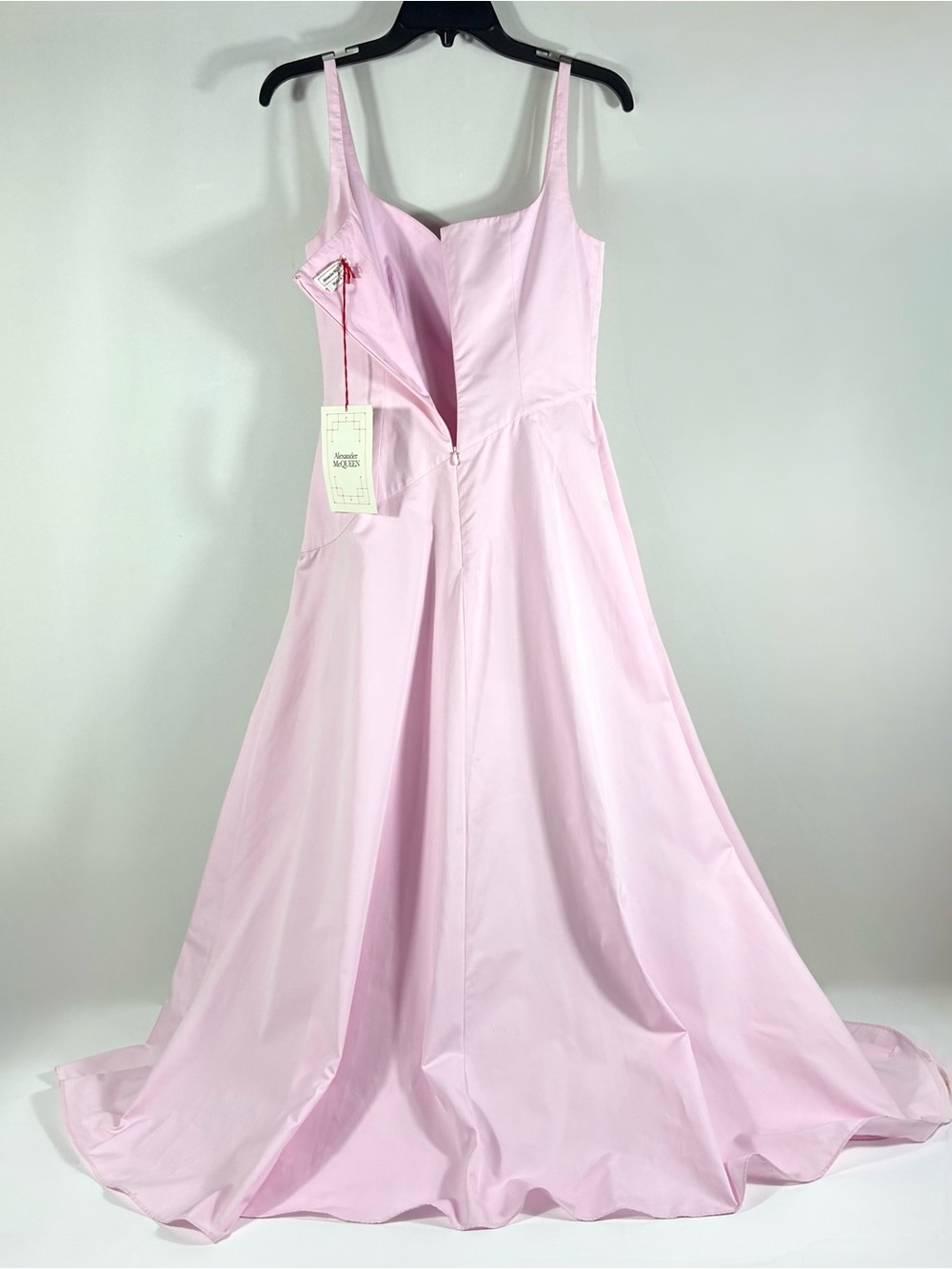 Alexander McQueen Asymmetric Cotton Poplin Midi Dress Ice Pink IT 40 US 4 NWT - Picture 11 of 17